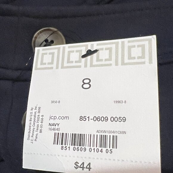 Liz Claiborne Navy Blue Pencil Skirt Size 8 New Career Office Work Button Detail - Picture 4 of 5